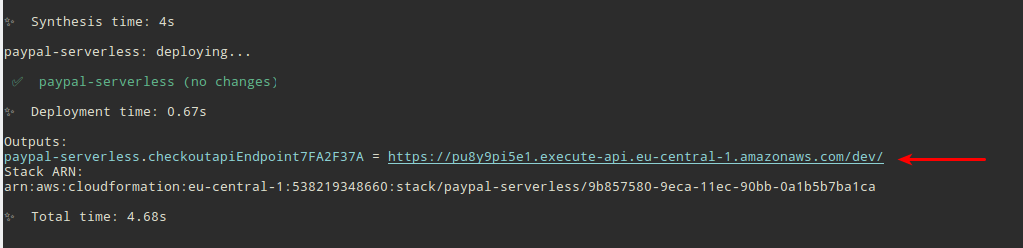 CDK outputs API Gateway base URL